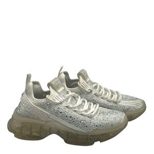 Steve Madden Womens Gem Coated Maxima R Sneakers 7.5 Maxi10S1 Sparkle Glitz